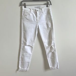 -J brand White Low Rise Distressed Skinny Jeans Cropped Size 25